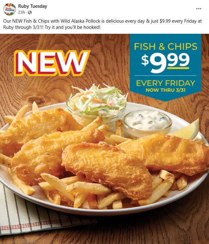 Ruby Tuesday Fish n Chips Deal