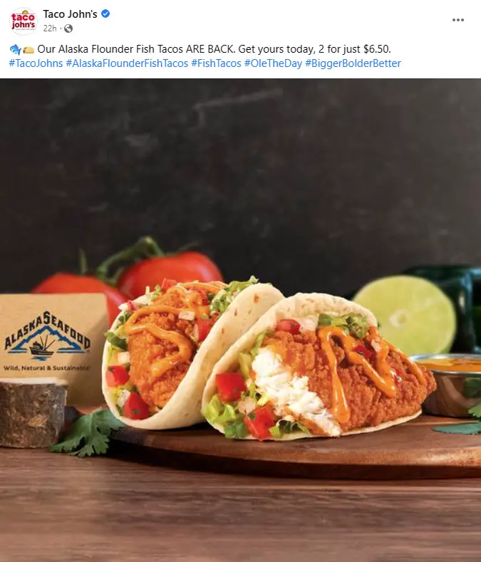 Taco John's Alaskan Flounder Tacos