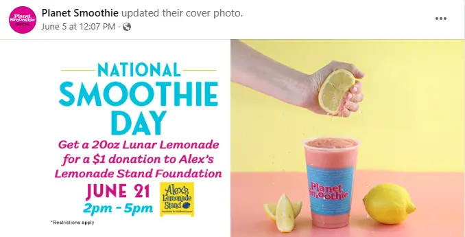 Planet Smoothie $1 Lemonade Special