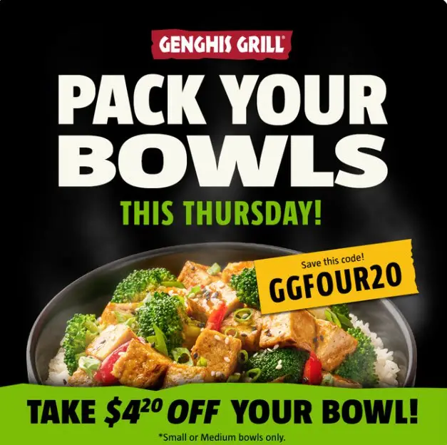 Genghis Grill 4/20 deal