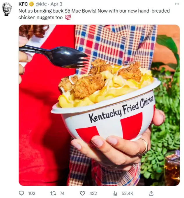 KFC $5 Mac & Cheese Bowls