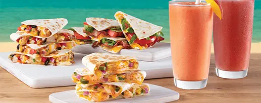 Tropical Smoothie Cafe menu items: Smoothies and quesadillas