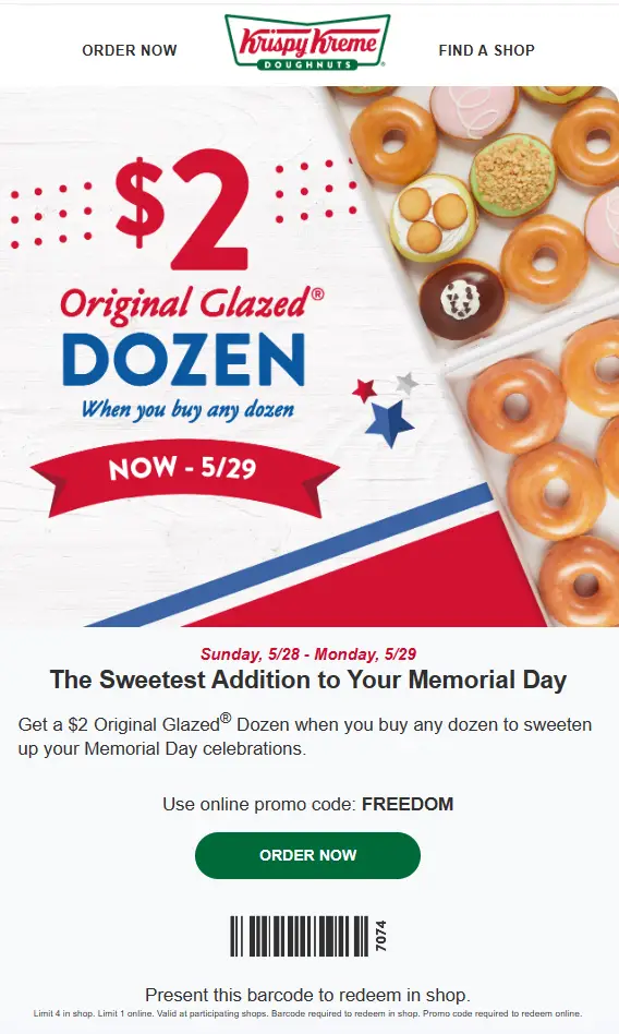 Krispy Kreme BOGO $2 Dozens