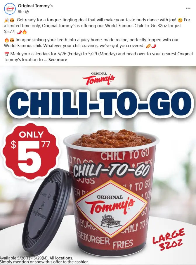 Original Tommy's Chili Deal