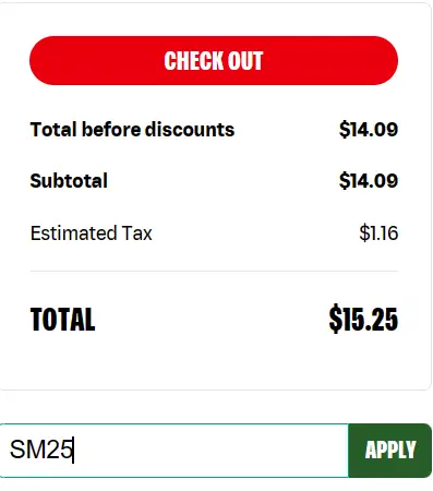 Papa John's Checkout Screen