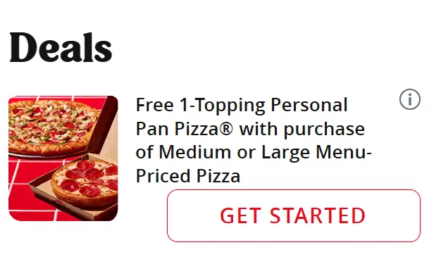 Pizza Hut Free Pan Pizza Offer