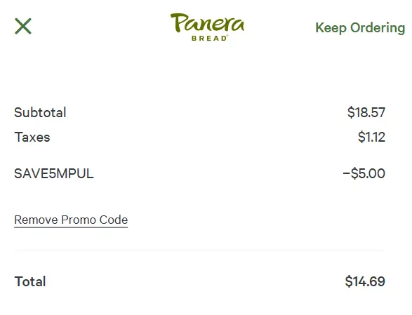 Panera $5 off promo code