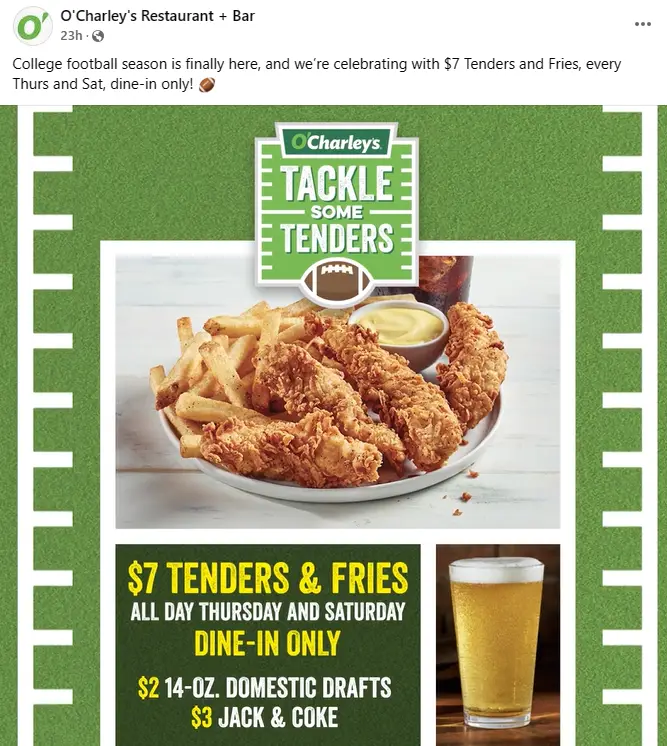 O'Charley's $7 Tenders And Fries Special