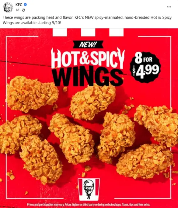 KFC Wings For $4.99