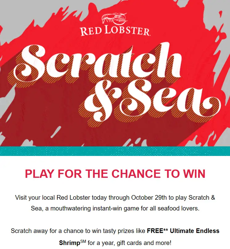 Red Lobster Scratch And Sea Game