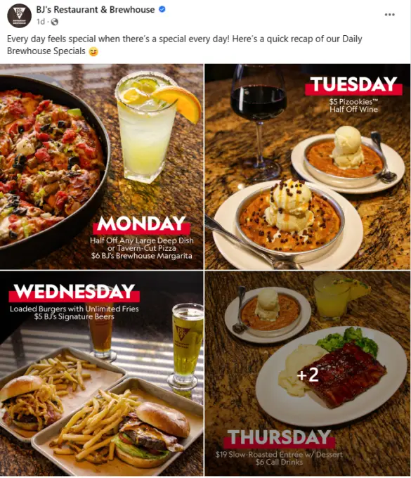 BJ's Restaurant Daily Specials