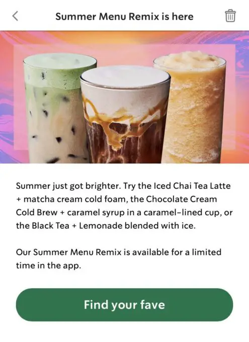 Starbucks Summer Remix Menu