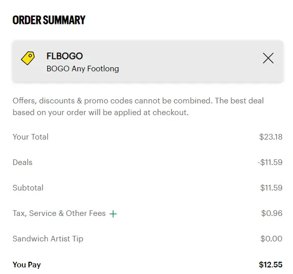 Subway Promo Code BOGO footlongs