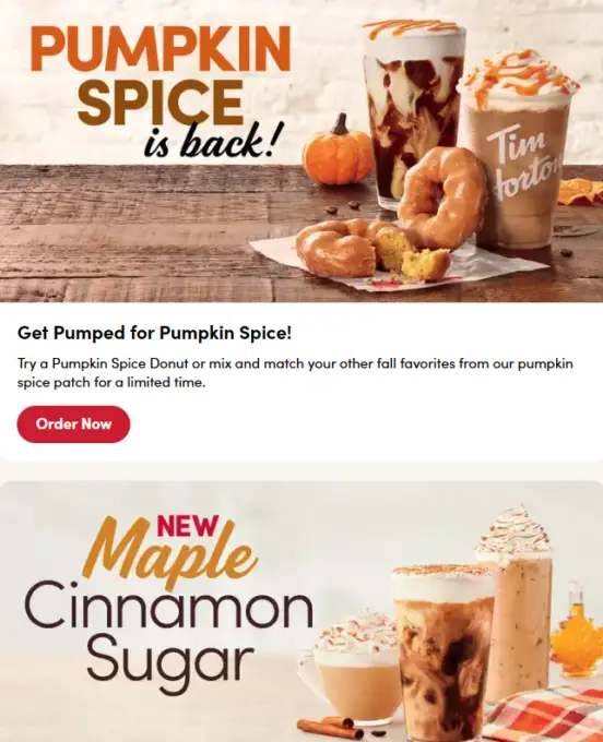 Tim Hortons Fall Menu 