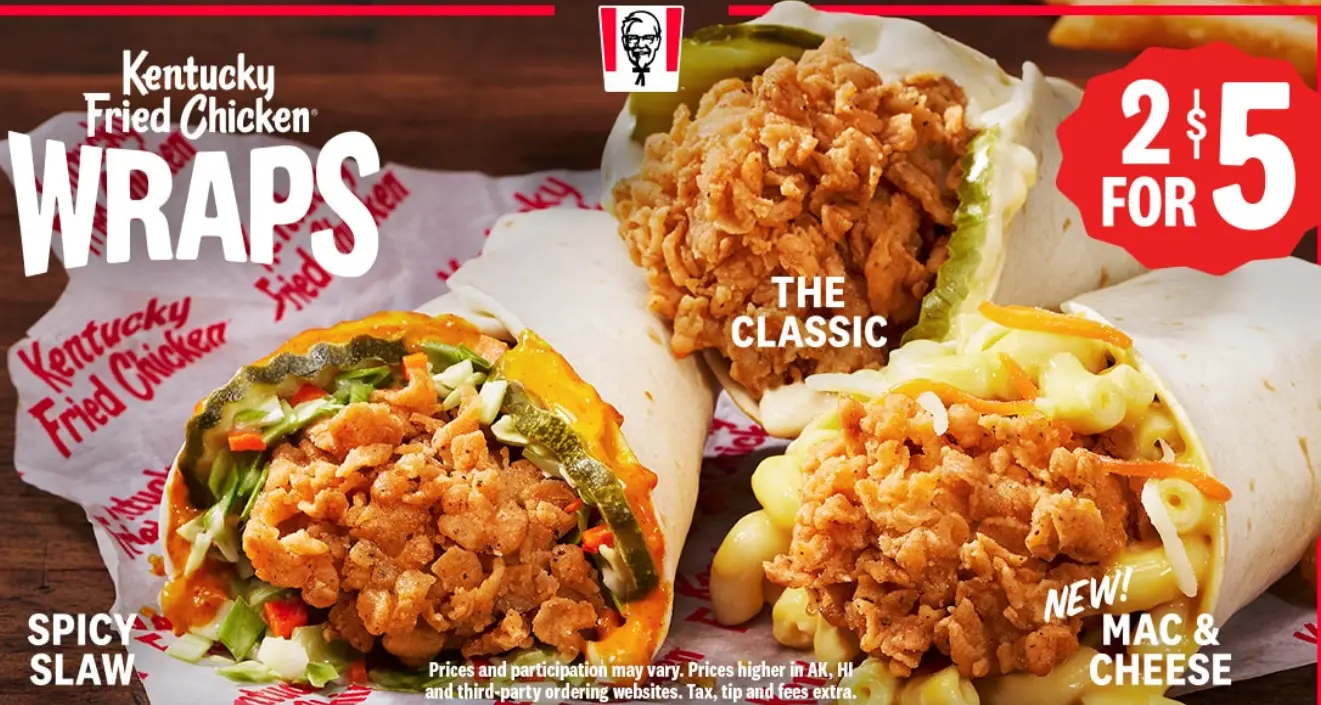 KFC 2 for $5 Wraps