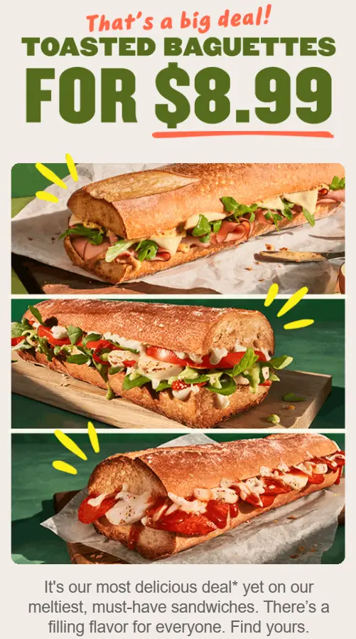 Panera $8.99 Toasted Baguettes