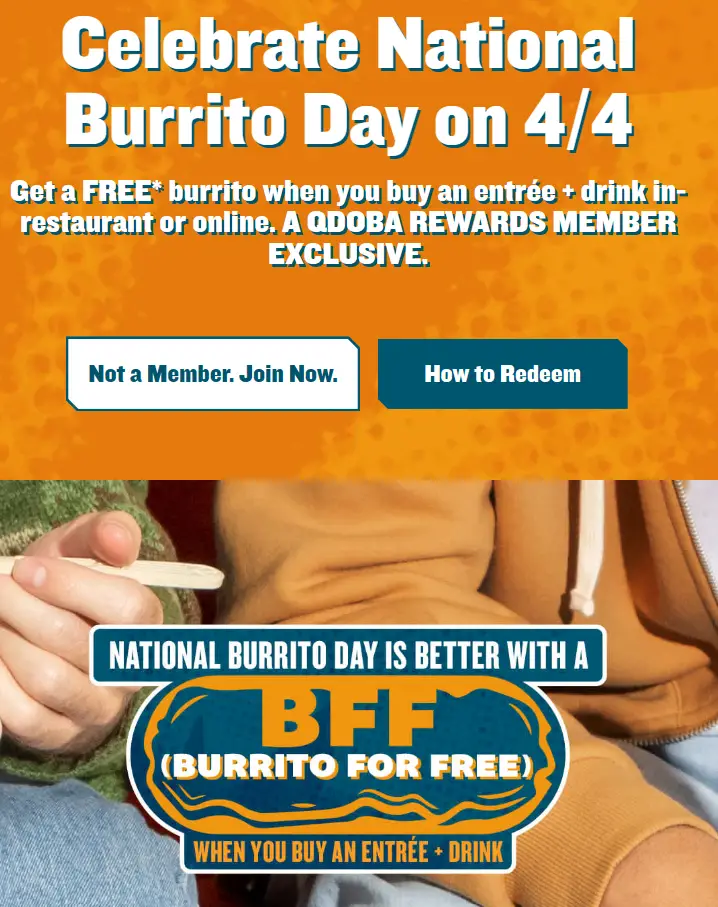 Qdoba BOGO Burrito April 4