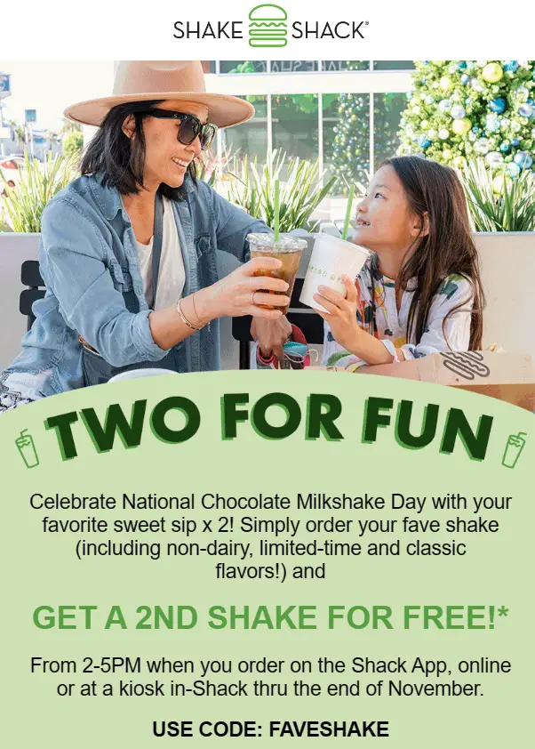 Shake Shack BOGO Shakes Promo Code