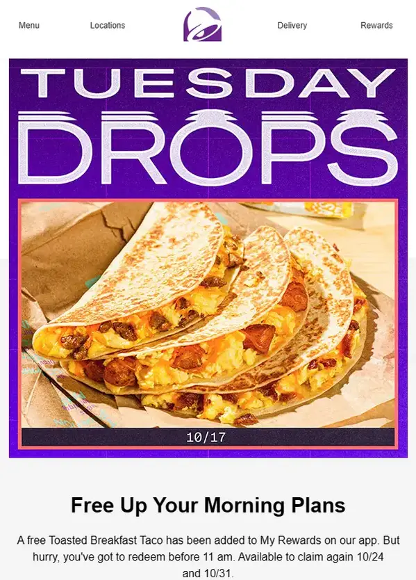 Taco Bell Free Breakfast Taco