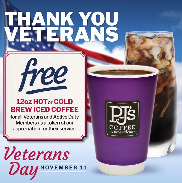 PJ's Coffee Vets Day