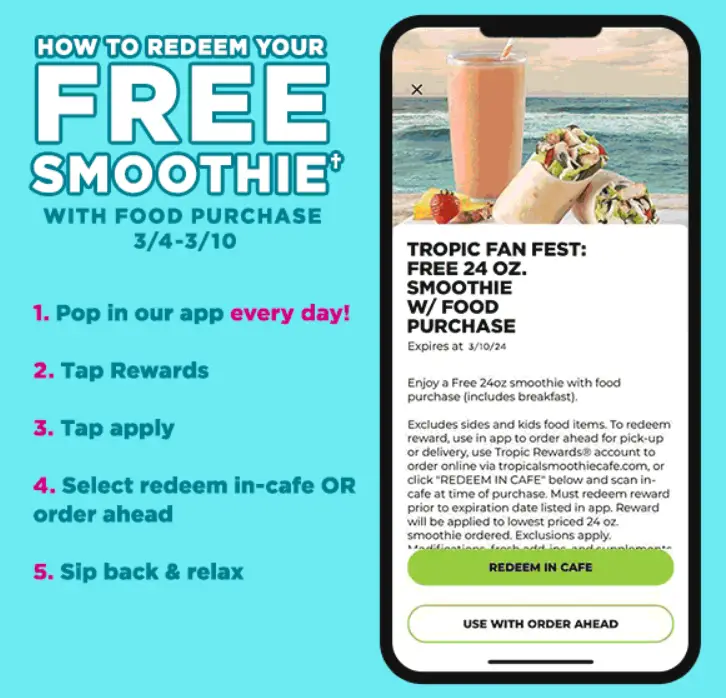 Tropical Smoothie Cafe Free Smoothies