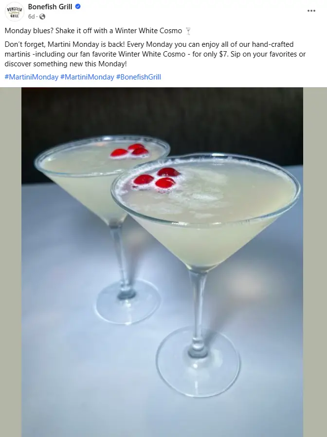 Bonefish Grill $7 Martinis