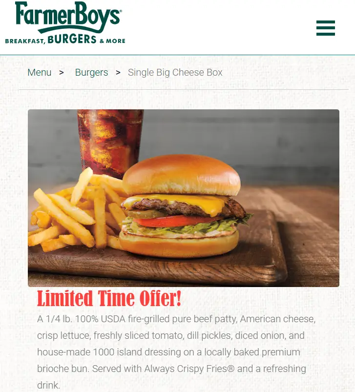 Farmer Boys Big Cheese Combo