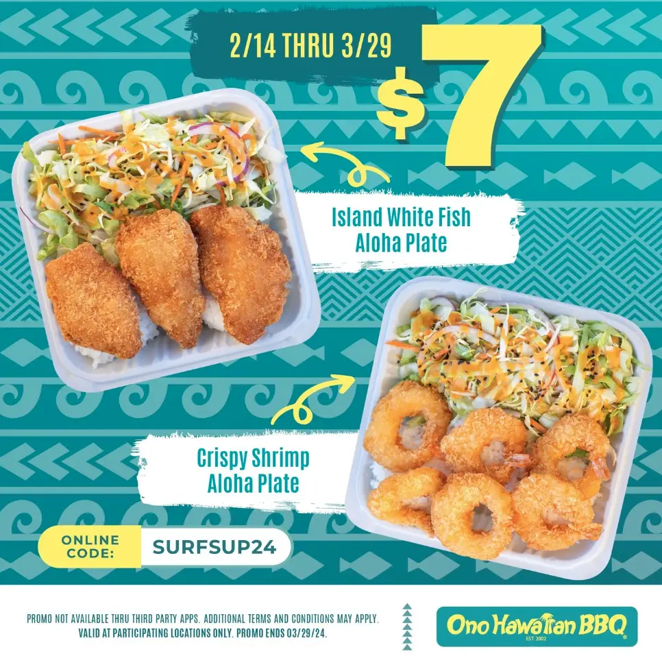 Ono Hawaiian BBQ $7 Plate deal