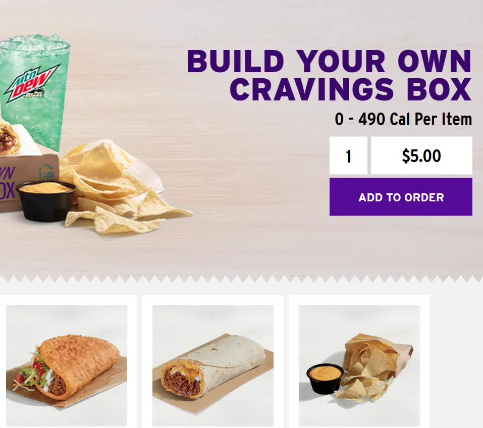 Taco Bell $5 Cravings Box