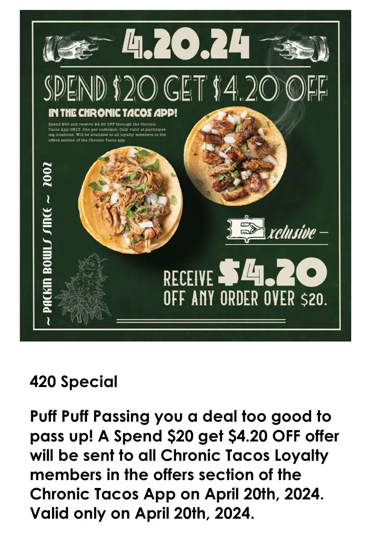 Chronic Tacos $4.20 off