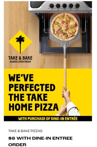 Take Home Pizza special at CPK