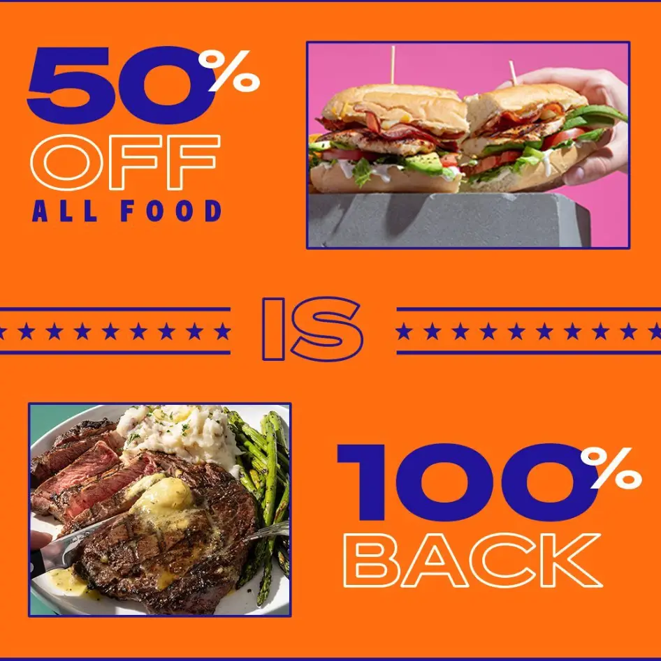 Dave & Buster's 50% off food special