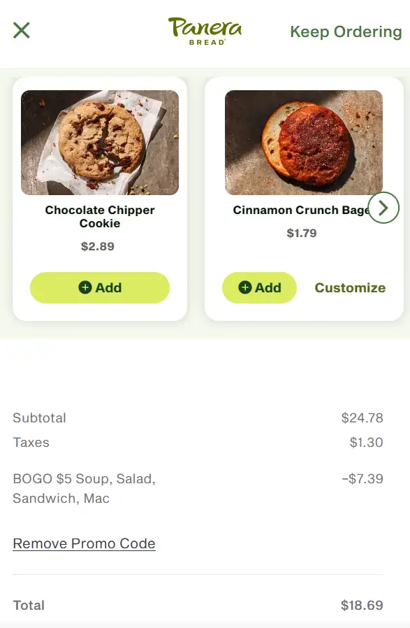 Panera BOGO for $5 entrees promo code