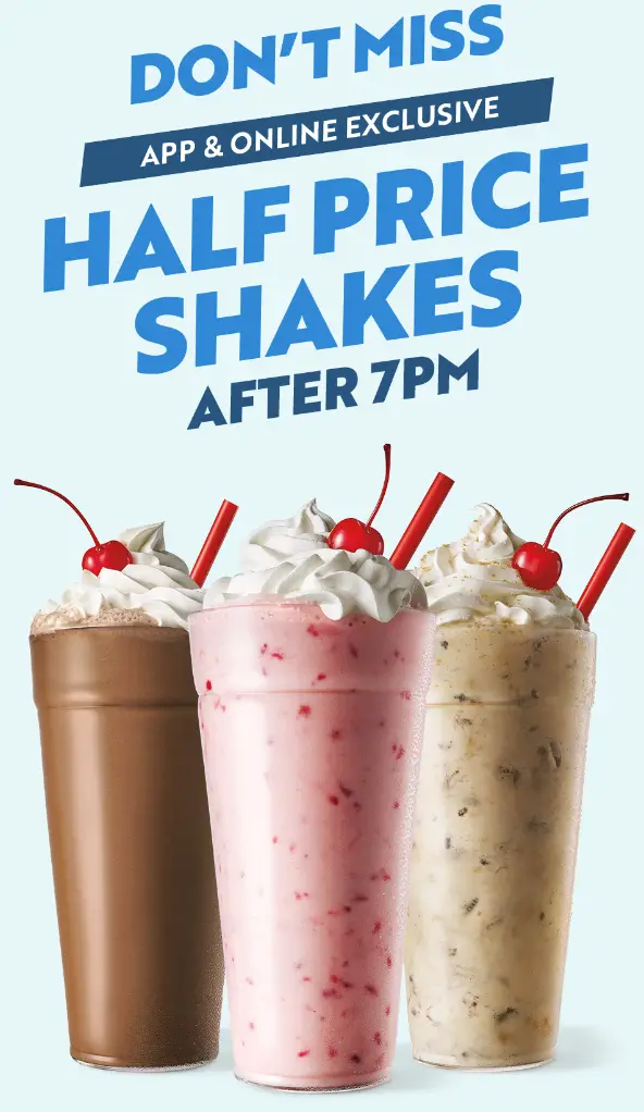 Sonic Coupons And Specials 1.99 Menu, Half Off Shakes