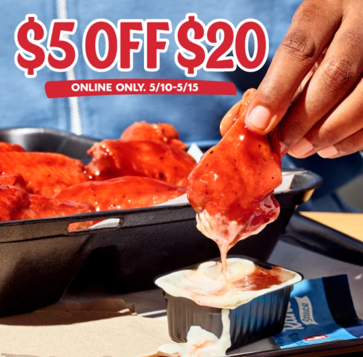 Zaxby's $5 Off $20 promo code
