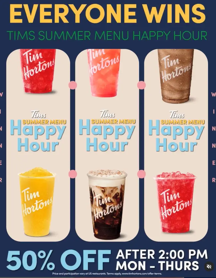 Tim Hortons 50% off drinks deal