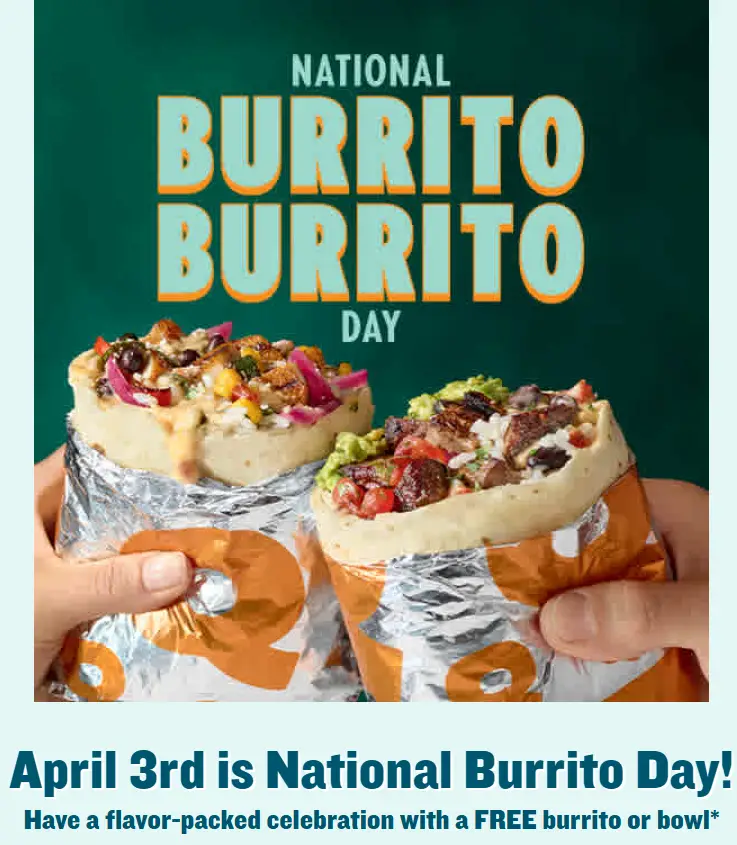 Qdoba BOGO Burritos April 3 deal