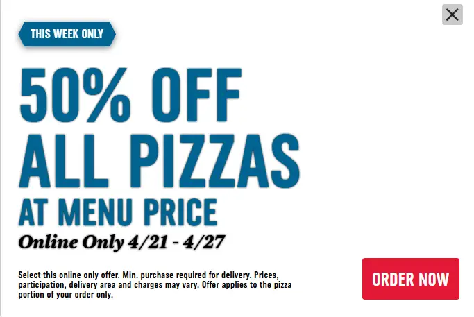Domino's 50% off deal