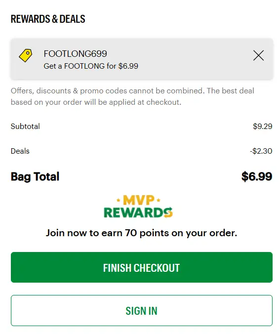 Subway coupon