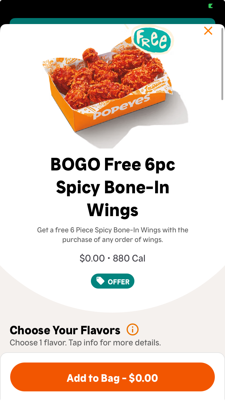 Popeyes Chicken Wings BOGO