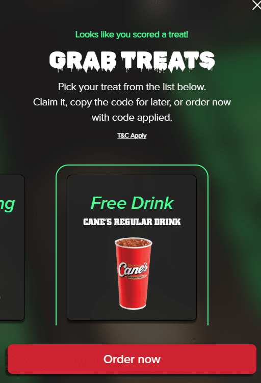 Raising Cane's Free Drink