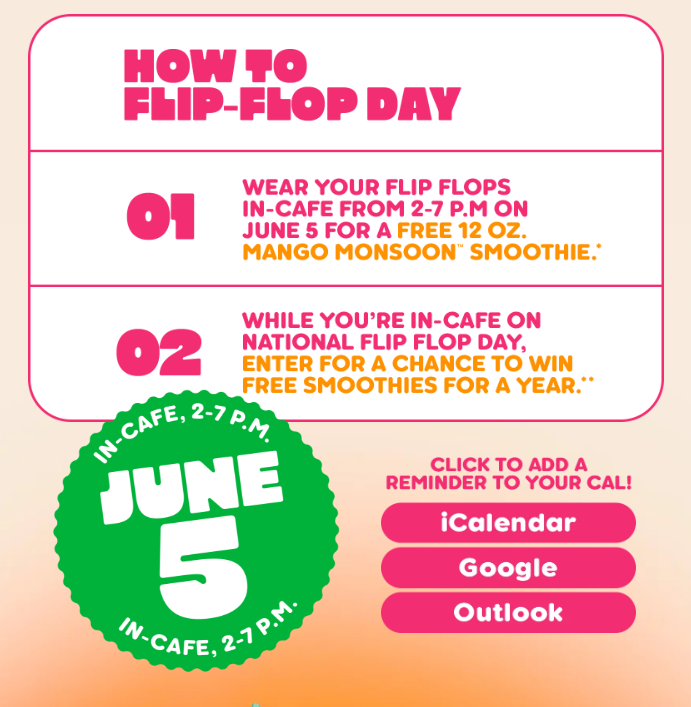 Tropical Smoothie Cafe Flip Flop Day