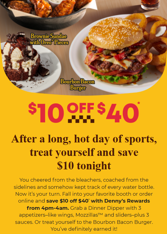 Denny's $10 Off coupon