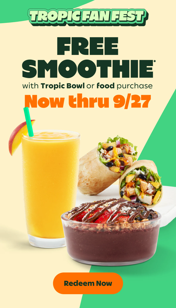 Tropical Smoothie Cafe Tropic Fan Fest free smoothie
